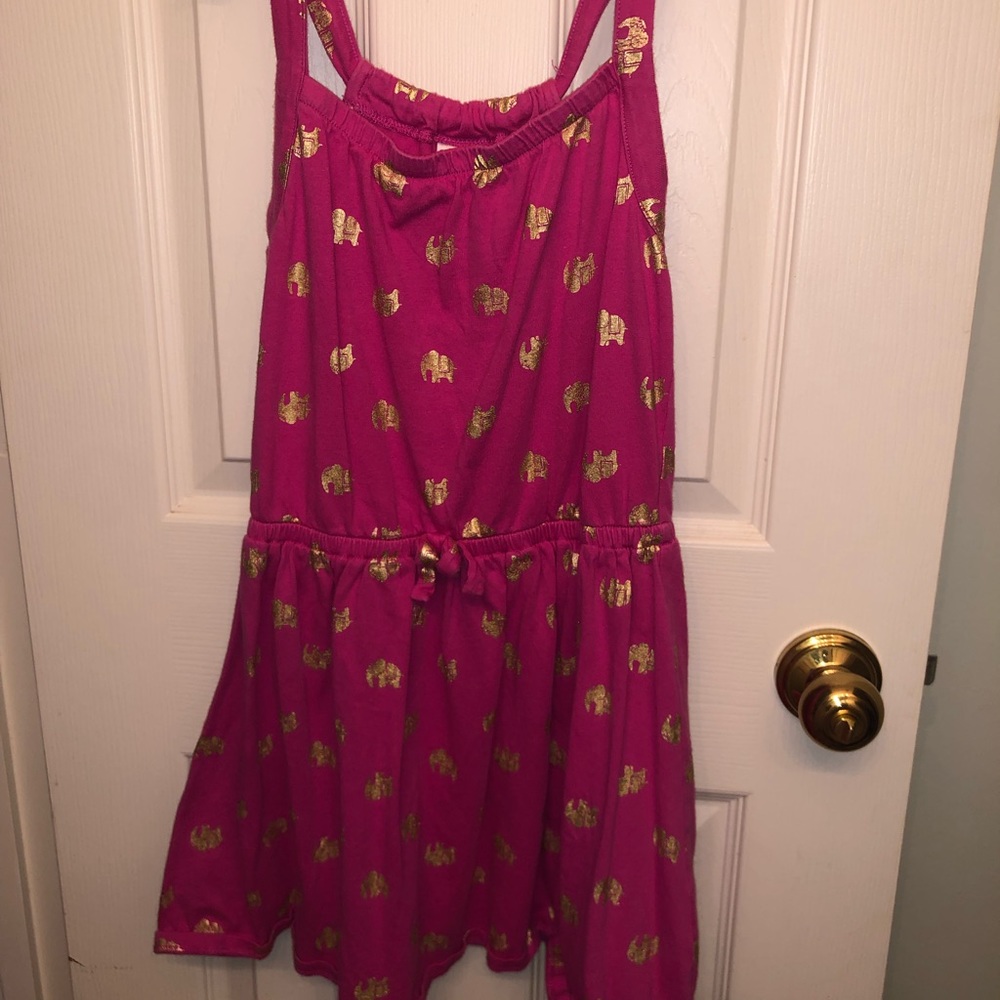 Girls Pink Dress With Elephants